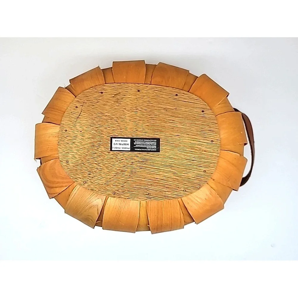 Oval Harvest Basket W/Leather Handles 10.5